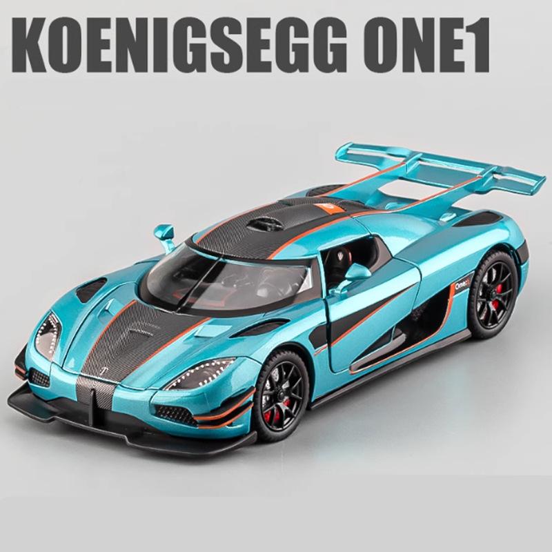 1/24 Koenigsegg ONE 1 Model sportovního auta z hliníkové slitiny Odlévaný kovový model závodního auta Vysoká simulace Zvuk a světlo Dětské hračky Dárek