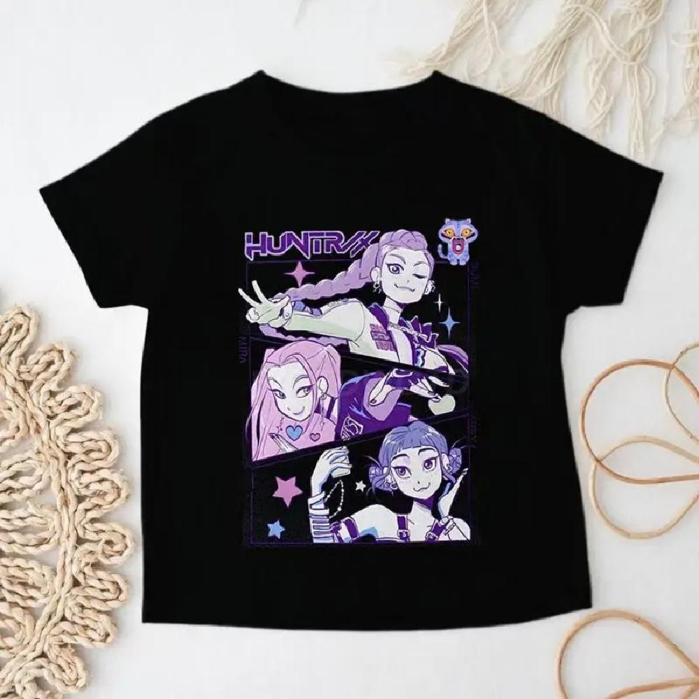 

2025 Movie KPop Demon Hunters T-shirt Summer Cotton Short Sleeve Tee for Casual Loose Plus Size Unisex Graphic Printed Tops(1) XXXXXL