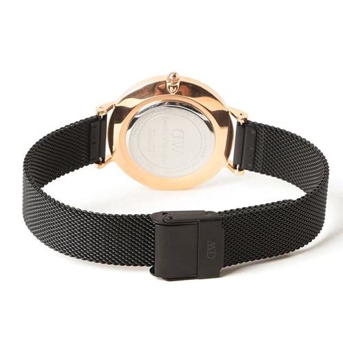 Daniel Wellington New Classic Petite Ashfield 32mm Women's Watch with Black Dial and Stainless Steel Strap (DW00100201)