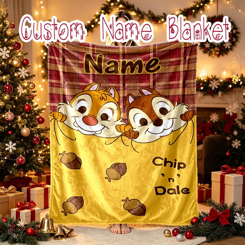 1pc Snug Chip Dale Acorn Blanket, Custom Name Print Blanket, Perfect for Home, Couch, Bed, Picnic, Travel, Office