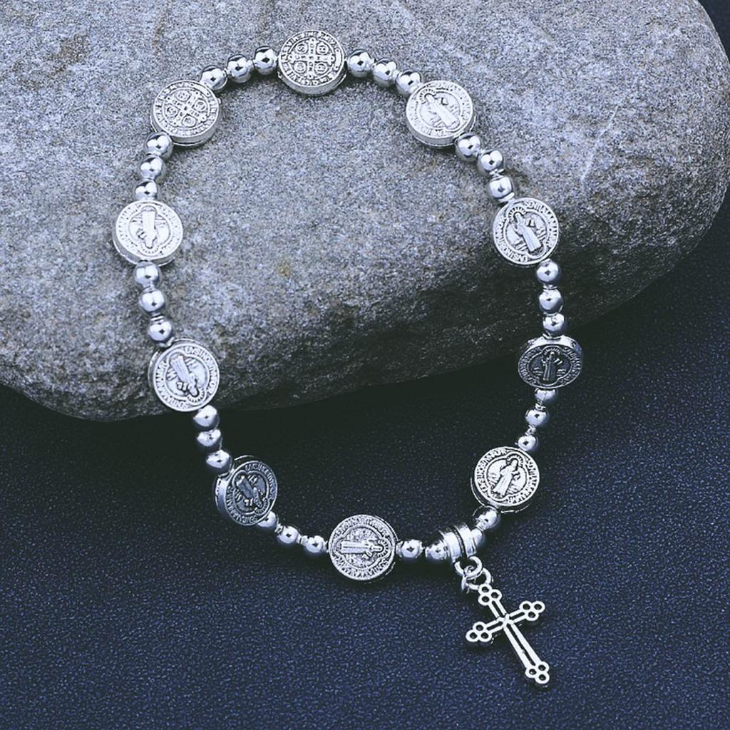 Retro Elastic Bracelet Cross Charm Bracelet Alloy Material for Daily Party