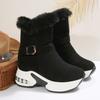Large Size Thick Bottom Heightened Comfortable Warm Fluffy Boots Autumn and Winter New Metal Buckle Snow Boots Women