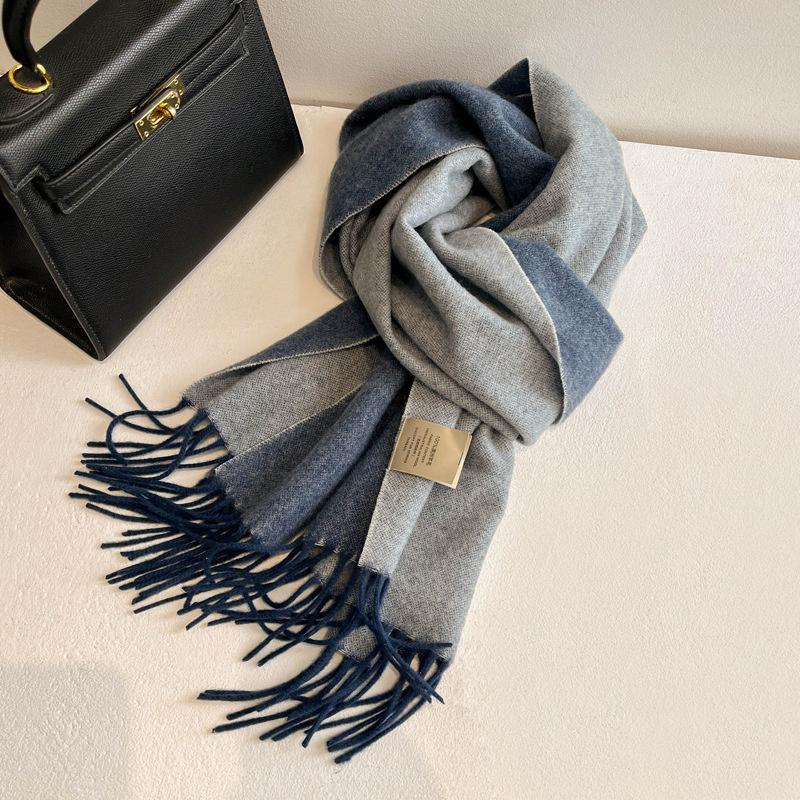 100% Wool Winter Narrow Scarf for Men's and Women's Universal Warm  Solid Color Scarf and Cold-Proof Scarves Poncho