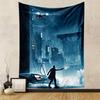 Blade Runner LAPD Tapestry Wall Hanging, Police Badge Neon Sign Art, Futuristic Wall Decor for Bedroom Living Room Dorm