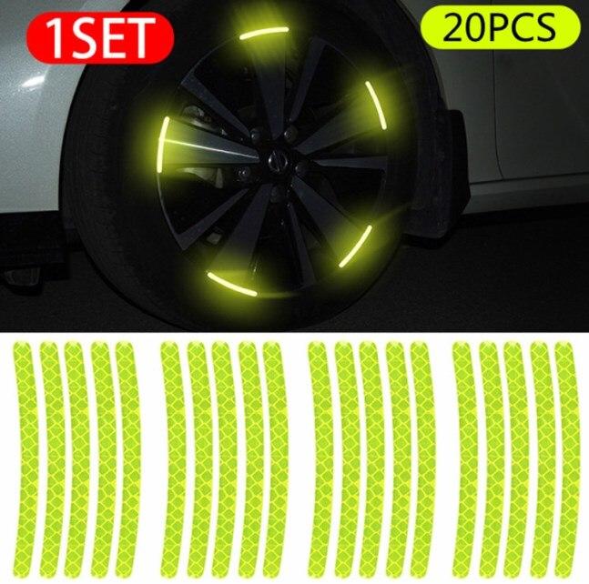 

Reflective Warning Stickers For Car Wheels 20pcs Universal Luminous Decorative Strips For Motorcycles And Bicycles зелёный