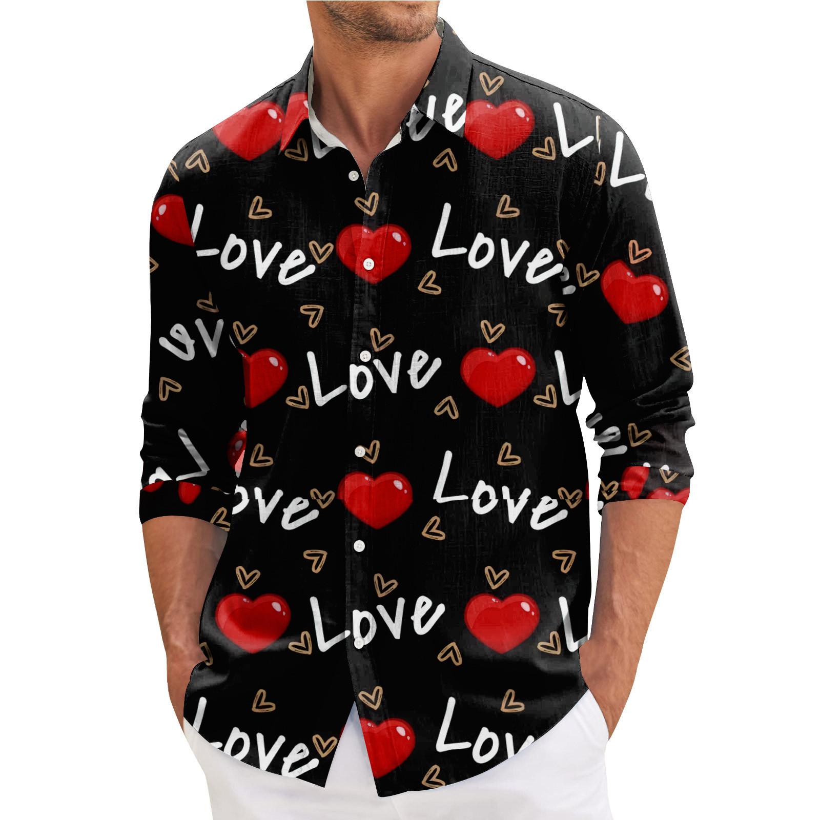 

Чоловіча весняна повсякденна вільна сорочка з довгими рукавами з принтом Чоловіча сорочка XL Кіновар