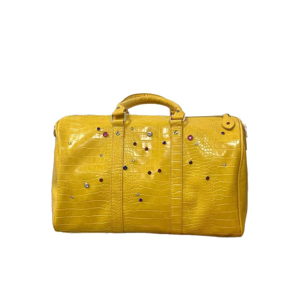 Nieuwe Casual Draagbare Reistas met Grote Capaciteit, Heren en Dames Krokodillenpatroon Kleur Diamant Enkele Schouder Crossbody Bagage Tas