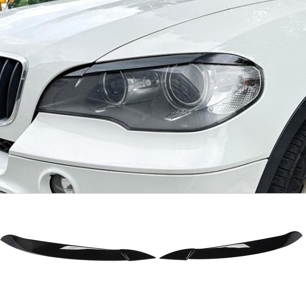 1 Pair Hdlight Eyebrow Left Right Fade Proof Front Hdlight Eyelid Trim for X5 E70 2008 to 2013