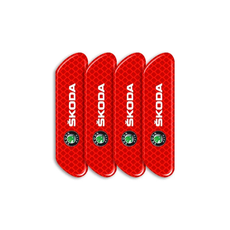 XOWS7 4pcs Car Door Reflective Strips security Warning Stickers For Skoda Octavia Fabia Kamiq Kapoq Kodiaq Rapid SCALA Superb