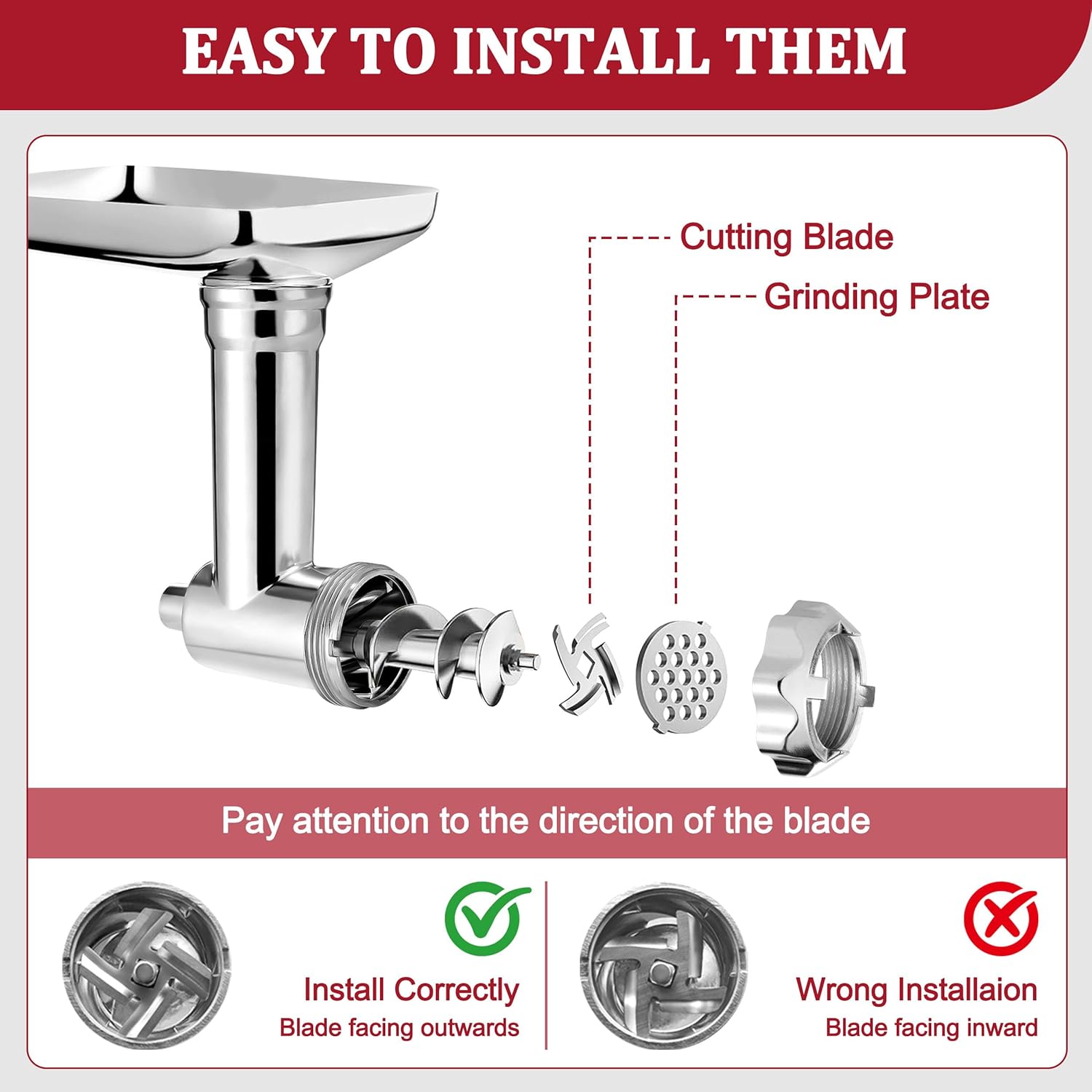 Металлическая насадка-мясорубка для миксеров KitchenAid, включает насадки для набивки колбас, прочная мясорубка-кухонный комбайн для