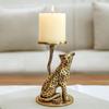 Aluminium Jaguar Pillar Candle Holder for Home Decor | Tabletop Showpiece for Gifting - Gold (Candle Not Included)