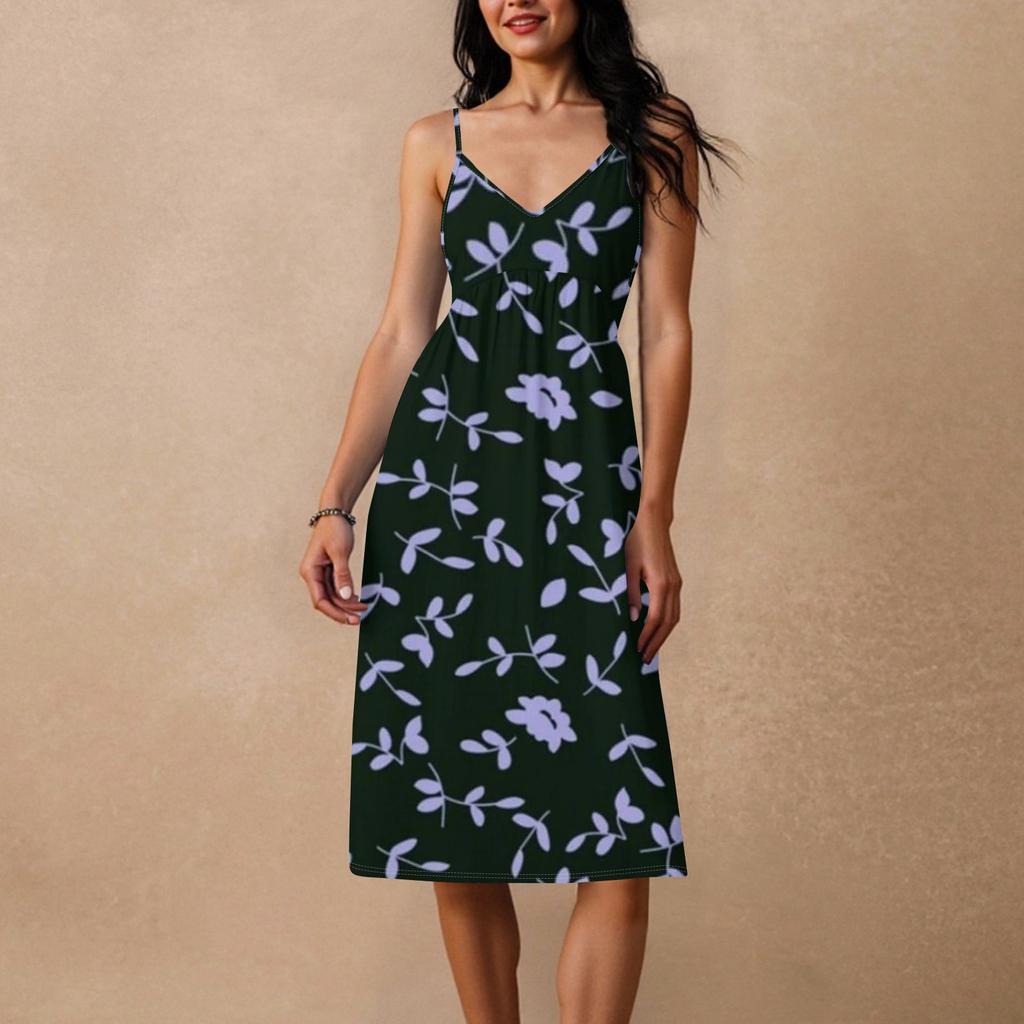 Women's Spaghetti Strap Backless Bow Loose Casual Beach Holiday Dress Sundress