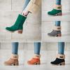 Women's Mid-Calf Chunky Heel Suede Snow Boots Plus Size, Simple Everyday Warm Boots