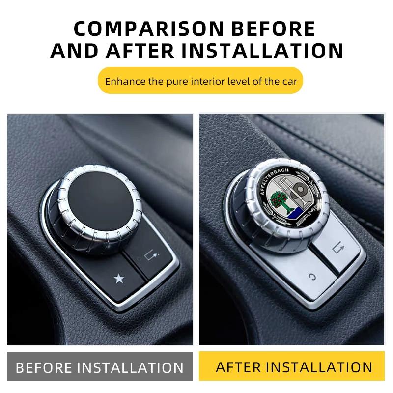DLT2   For AMG Benz Car Multimedia Knob Decorative Stickers For Mercedes-benz AMG Barbosa W205 C300 W203 W206 W108 W124 W126 W140 W168