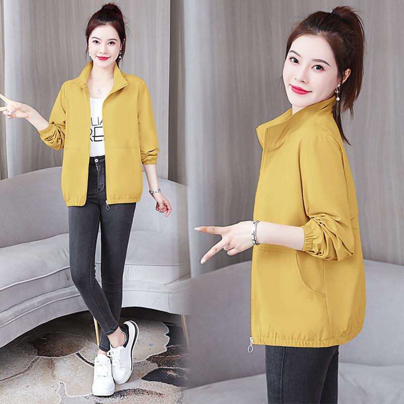 Damen Kurze Jacke Frühling Neu Koreanischer Stil Locker und Vielseitig Stehkragen Freizeitjacke