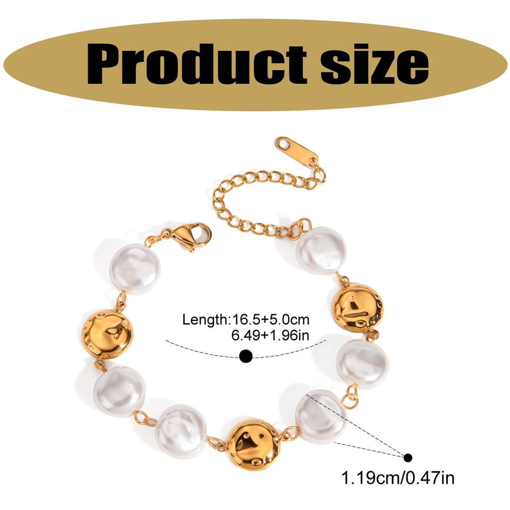 Stainless Steel Bracelet Vintage Bracelet Glass Coin Pearl Disc Bracelet Fashion Women Wrist Jewelry for Any Occasion