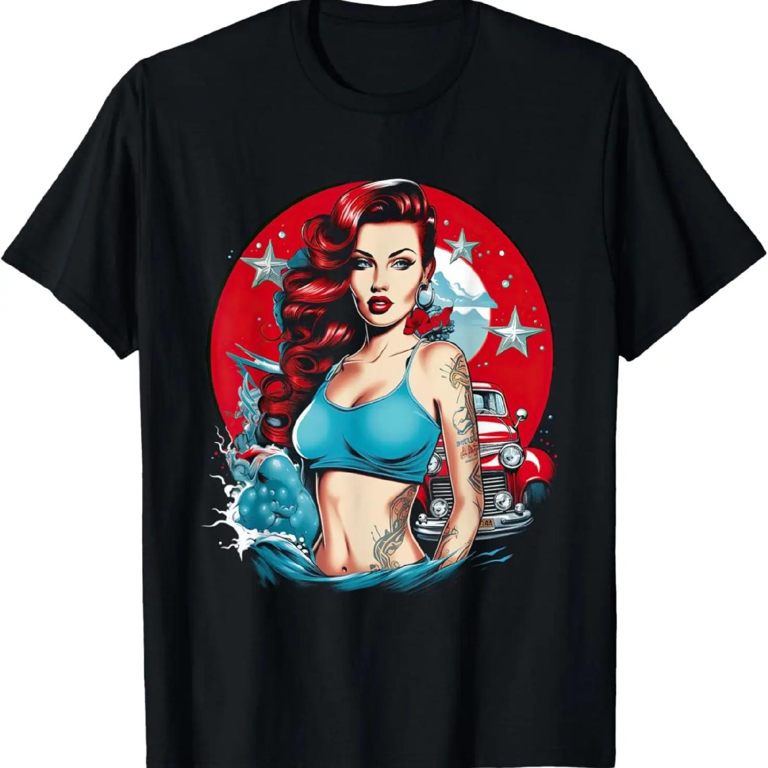 Футболка Pinup Girl Pin Up Винтаж Ретро девушки XXXXXL разноцветный