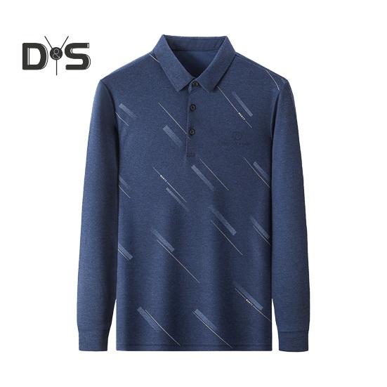 Herren Businesshemd Slim Fit Revers Langarm T-Shirt Einfarbiges Oberteil für Männer mittleren und älteren Alters für die Arbeit im Alltag