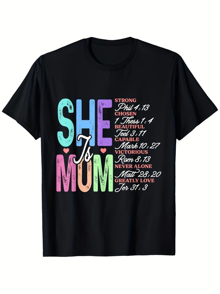 She Is Mom Christian Mother's Day Mama Religious T Shirt Fashionable Men's TShirt Super Soft Breatha