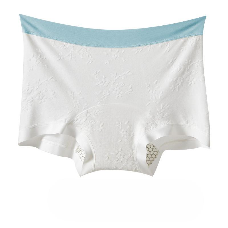 Women's Spring and Summer Pure Cotton 10A Antibacterial Mulberry Silk No Trace No Hip Mid Waist Flat Angle Briefs Einson
