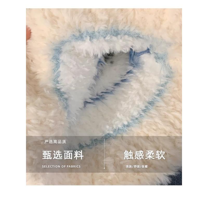 Women S Plush Earmuff Knit Hat Autumn Winter Warm Loose Fit Cold Hat