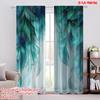 2D Flat Printing 2pcs Scene Curtains Feather (2) Versatile Durable Polyester,Without Electricity Spring Party & Holiday Decor