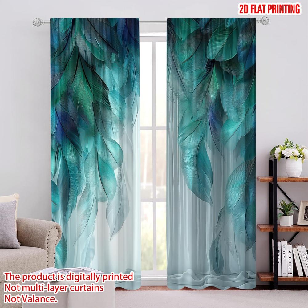 

2D flat printing 2pcs Scene Curtains feather (2) Versatile Durable Polyester,Without Electricity Spring Party & Holiday Decor 52.50 × 116.00 cm 2 pcs