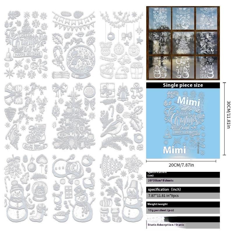 Santa Claus Christmas Ornaments Static Stickers Window Grilles Scene Arrangement Glass Doors Stickers Windows
