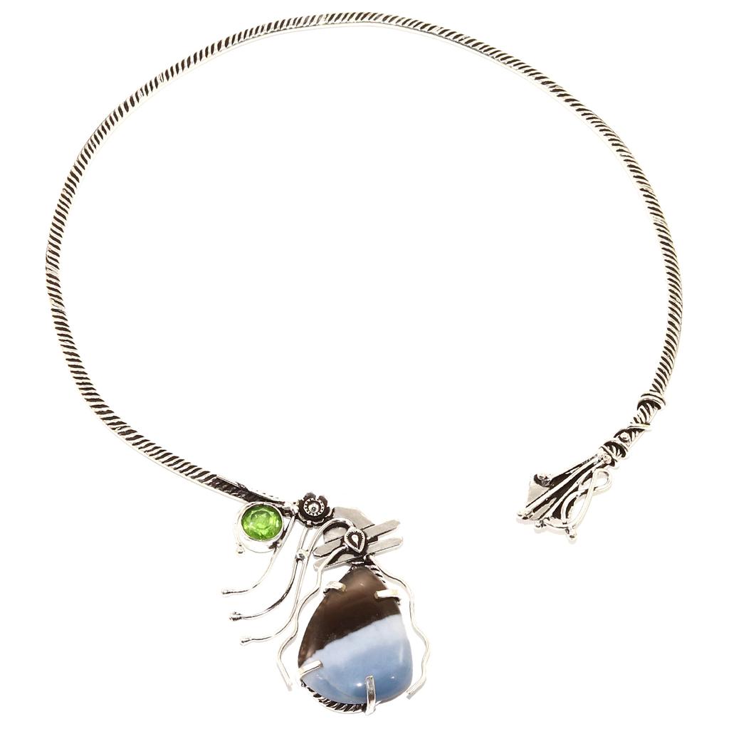 Necklace Owe Opal Peridot Gemstone Handmade Style Jewelry 16''