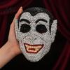 Sparkling Rhinestone Mask Halloween Skull Full Face Mask, Sparkly Masquerade Eye-catching Stage Prop for Party, Adjustable Strap Cosplay Women