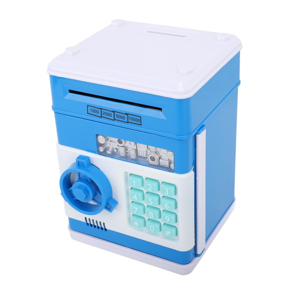 Innovative Money Bank ATM Piggy Bank with Cute Music Coin Money Saving Box with Password Desktop Ornament Blue