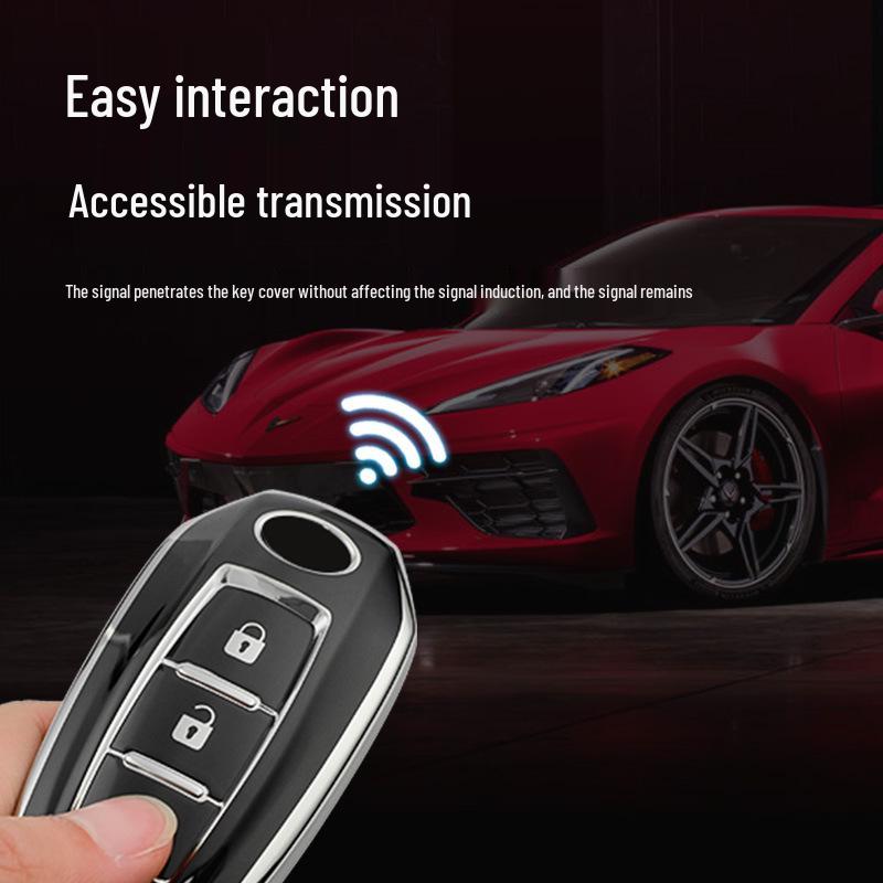 Infiniti QX50/QX60 Key Case - Soft Rubber, Silver Edged Shell.