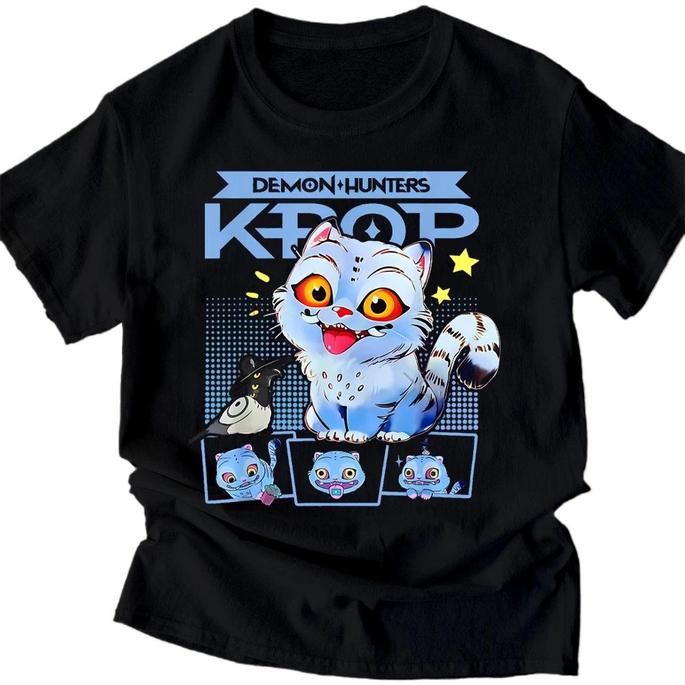 

Kpop Demon Hunter T-shirts Summer New HD Tiger Print Breathable T Shirt Men and Women Round Neck Casual Soft Tops Harajuku S чорний