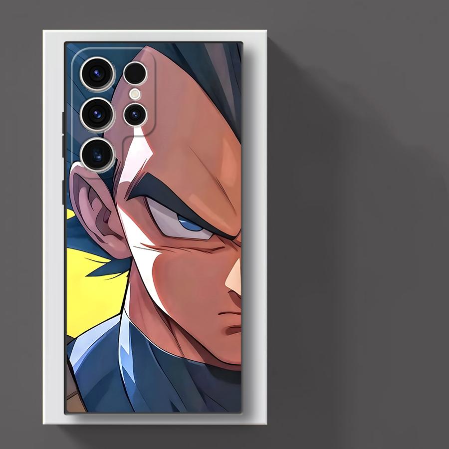 Case for Samsung Galaxy S25 Edge S21 FE S20 S23 Ultra S24 Plus Black Soft Phone Cover Dragon Ball Vegeta Art