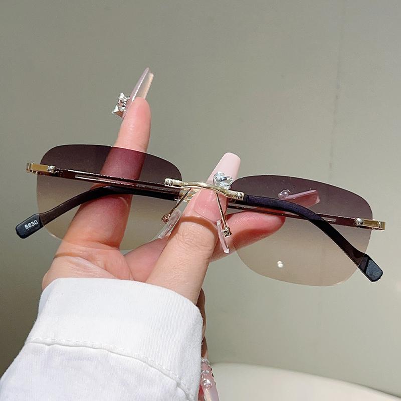 Vintage Rimless Sunglasses Men New Fashion Multi-color Casual Shades Women Trendy Luxury Brand Design Decor Sun Glasses