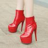 Sexy Platform Women's Ankle Boots Stripper High Heels Ankle Boot for Women Zipper Red White Party Fetish Dance Shoes Big Size 45