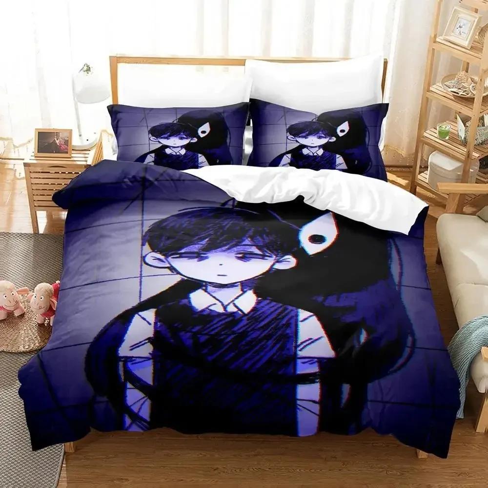 Přikrývka Kawaii Omori Povlečení Tištěná Sada Povlečení Na Postel Měkké Velikost Queen King Ložní Prádlo Domácí Anime Prostěradlo