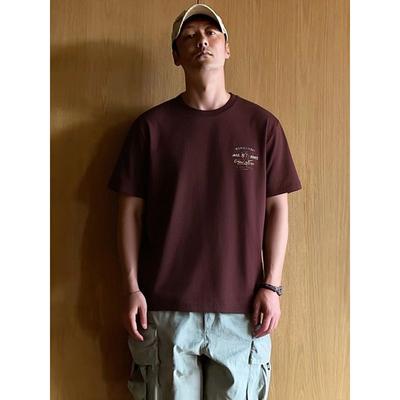 American Retro Pure Cotton Niche Trendy Brand Letter Print Back T-Shirt Men's Short-Sleeve Base Shirt Foreign Trade Men's Clothing Tee
