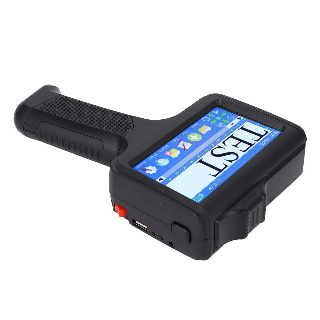 Handheld Inkjet Printer 2 12.7mm Adjustable 4.3 Inch Touch Screen Portable Inkjet Coder with 42ml Black Ink Cartridge