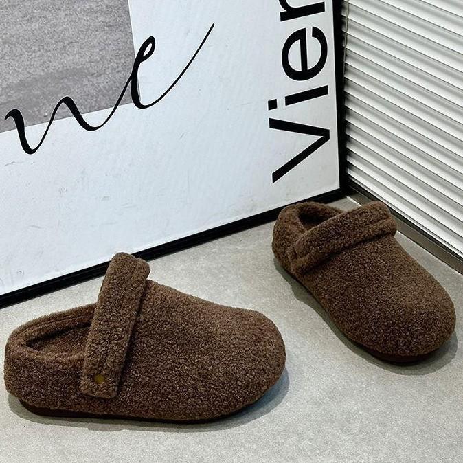 Lammwolle Boken Schuhe Damen Winter 2025 neu zwei Tragevarianten Outdoor Casual Füße warm kleine flauschige Hausschuhe Damen