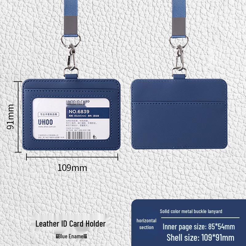 Color Printed Leather ID Card Holder with Lanyard