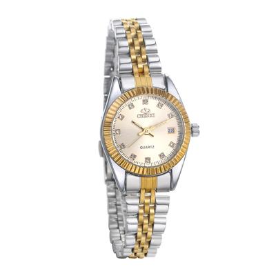 JEWELRYWE Watch 3ATM Waterproof Calendar Luminous Analog Japanese Quartz Stainless Steel Belt Fashion Accessory Gold Women's Women's
