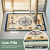 Vintage Nautical Compass Rugs Washable Compass Area Rugs,Cute Lighthouse Whale Shell Carpet,Nautical Theme Non Slip Floor Mat