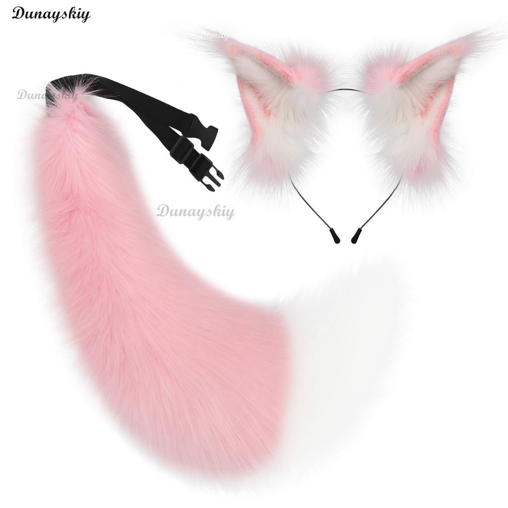 Handmade Deep Blue Wolf Ear Fox Ear Hairband Headwear Dog Ear KC Hair Clip Costume Accessories Tail Animal Ear Cosplay Props