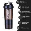 Tragbarer Protein-Shaker-Becher, 500 ml, mit Pulver-Aufbewahrungsbehälter, Mixerbecher, Fitnessstudio-Sport-Wasserflasche mit Schneebesenball, Trinkgeschirr