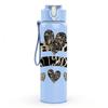 1PC Leopard Bow Heart Ribbon Print 750ml Color Plastic Sports Water Bottle Leakproof Flip Straw Lid Suitable for Sports Office Home Use