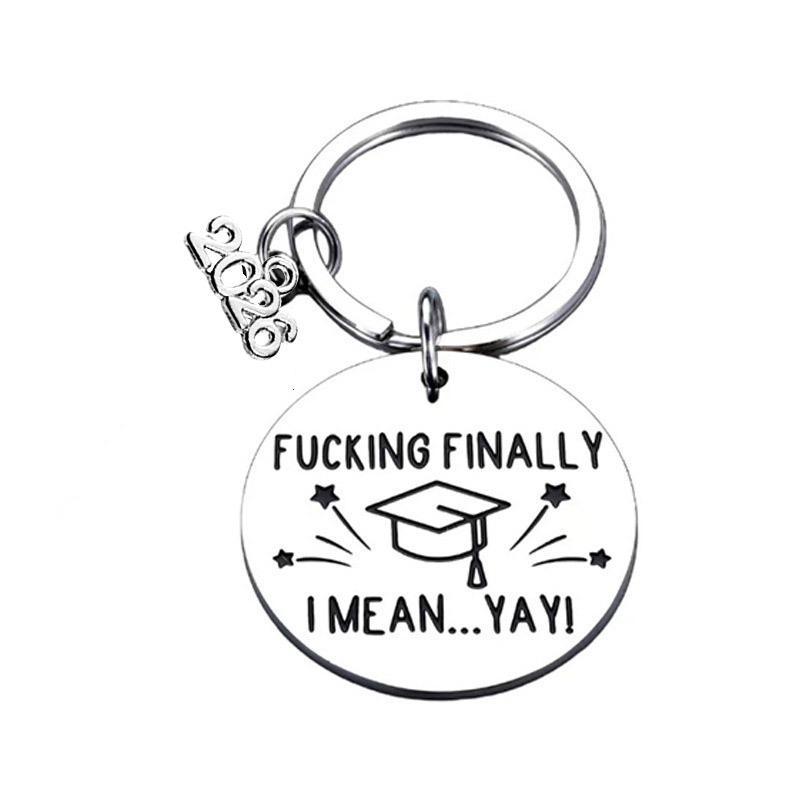 

Graduation Season Round Tag Stainless Steel Keychain Durable Dog Tag Design Fashion Backpack Pendant Practical Commemorative Gift for Graduation