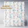 1pc Starfish Waterproof Shower Curtain with Plastic Hooks Lightweight Plastic Bathroom Curtain Bath Curtain Bathroom Partitions