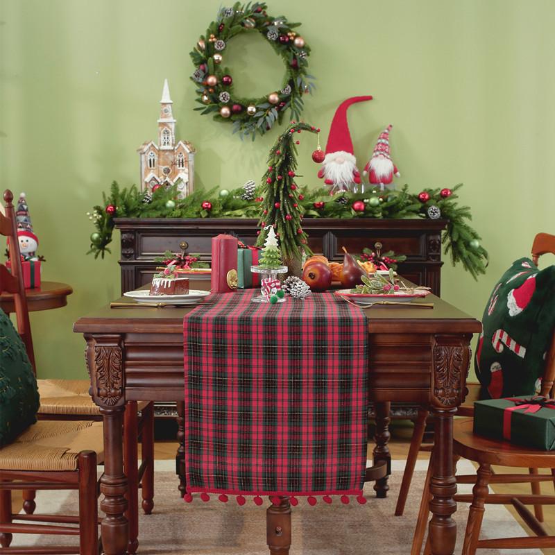 Checkered Table Runners Tablecloth Plaid Fabric with Tassels Gingham for Table Outdoor Indoor Wedding Birthday Party Christmas