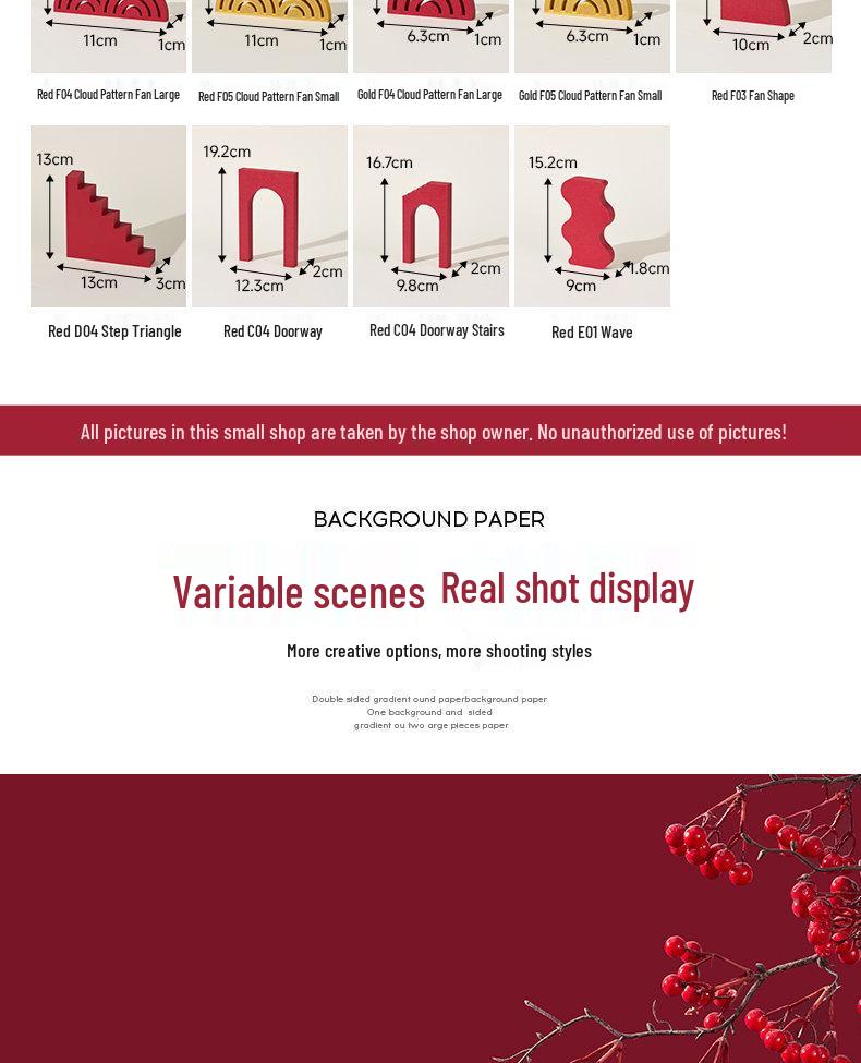 Chinese Red Geometric Photography Props: New Year Theme Still Life Display Stand